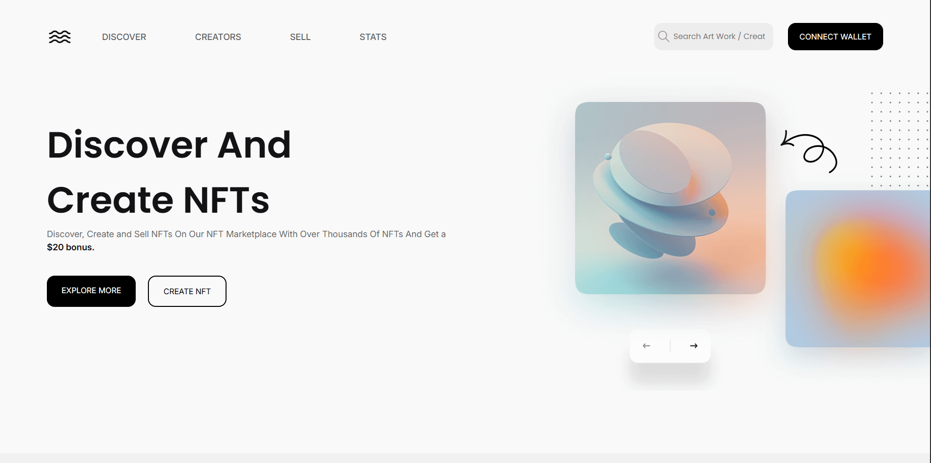 Главная страница NFT Marketplace